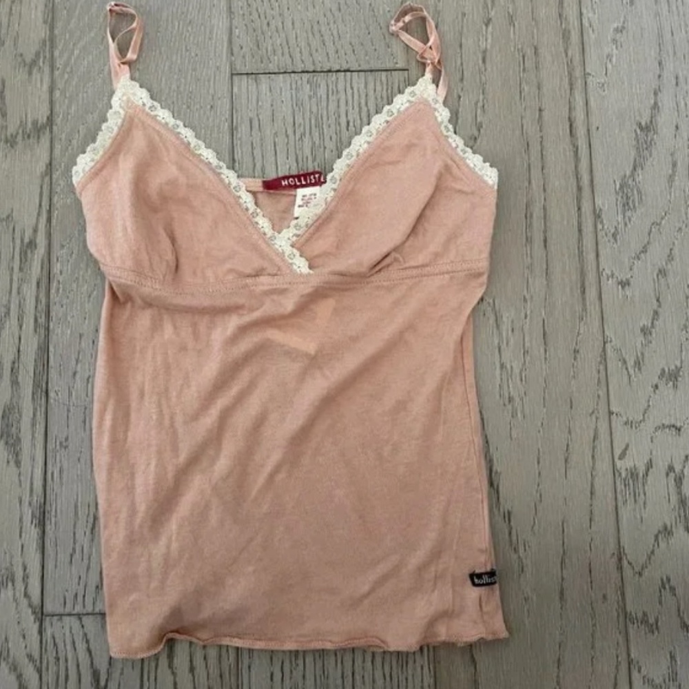 VINTAGE Hollister cotton lace tank Cami Tank Top Strappy New Y2K rare